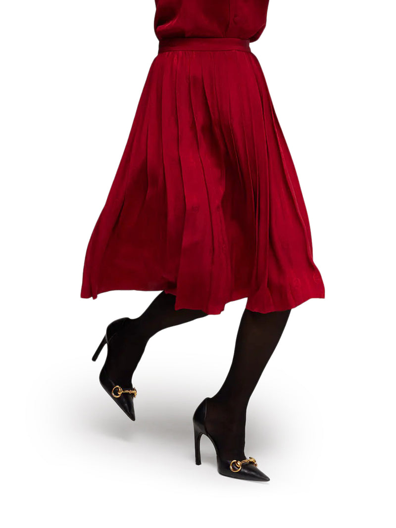 Gucci Women Jacquard Silk Midi Skirt With Gg Cross Chain GUCCI