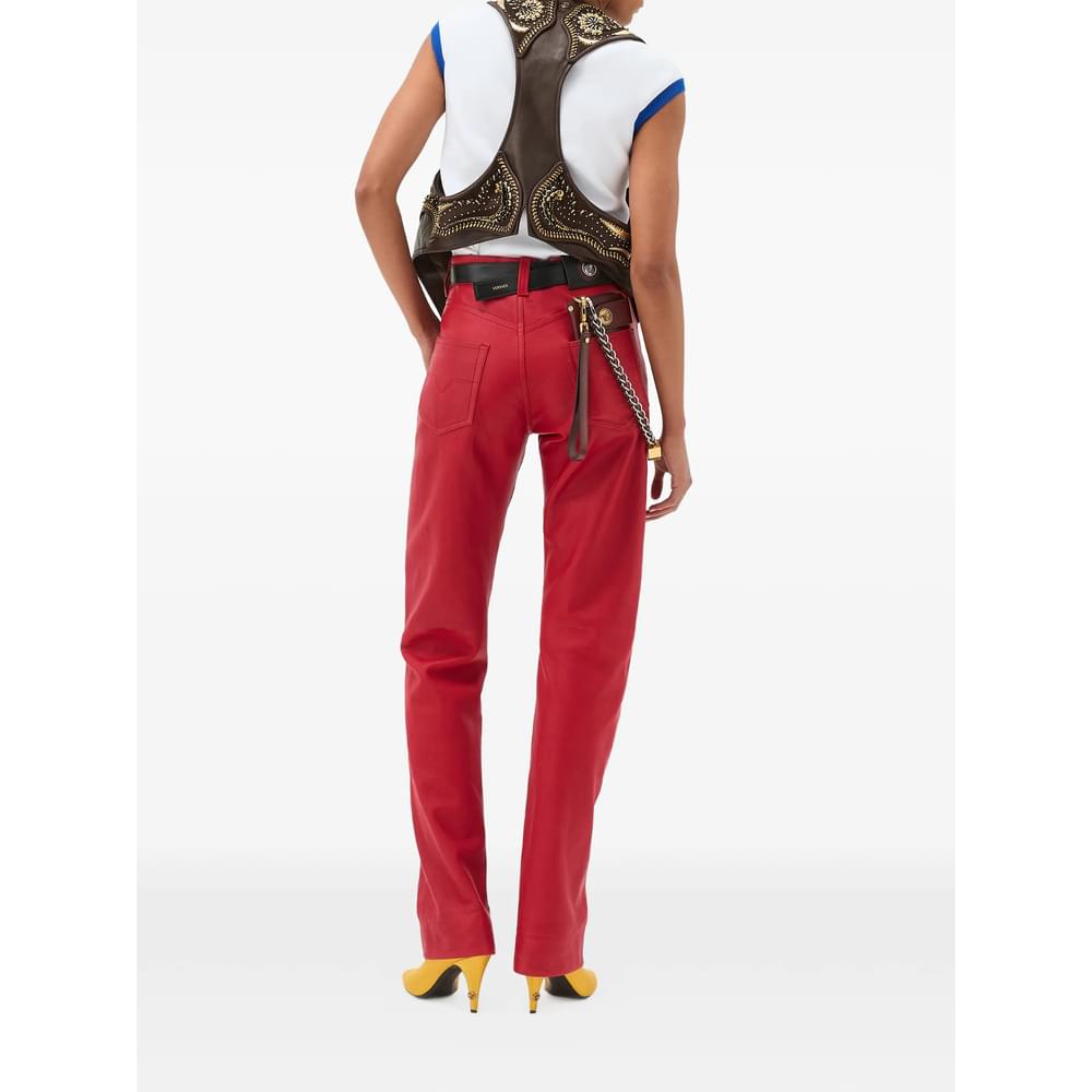 Versace Red Trousers - Straight Trousers Women VERSACE