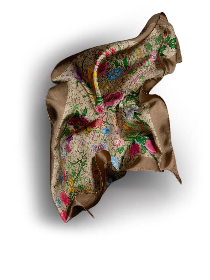 Gucci Women Silk Twill Scarf With Gg Print GUCCI