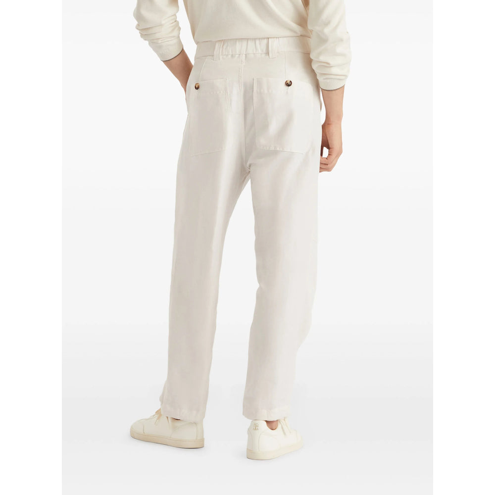 Brunello Cucinelli White Trousers - Regular & Straight-Leg Trousers Men BRUNELLO CUCINELLI