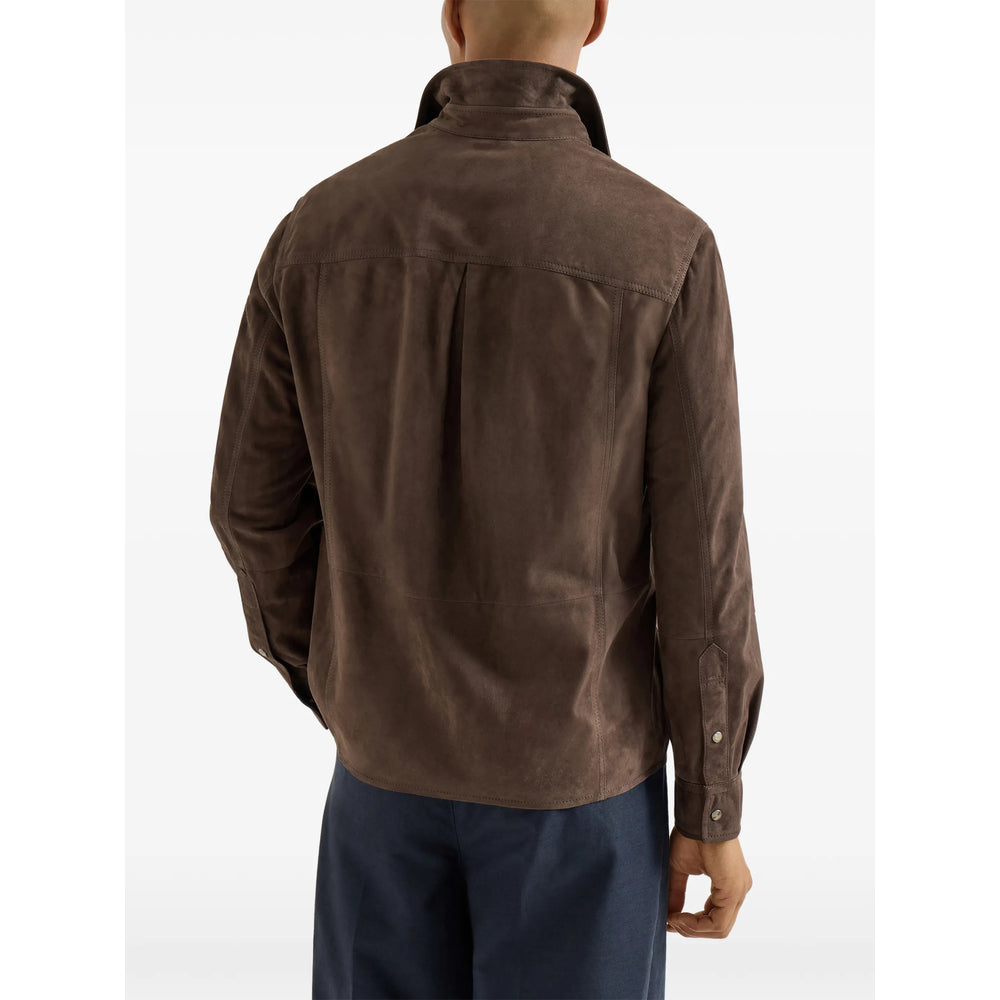Brunello Cucinelli Brown Jackets - Shirt Jackets Men BRUNELLO CUCINELLI