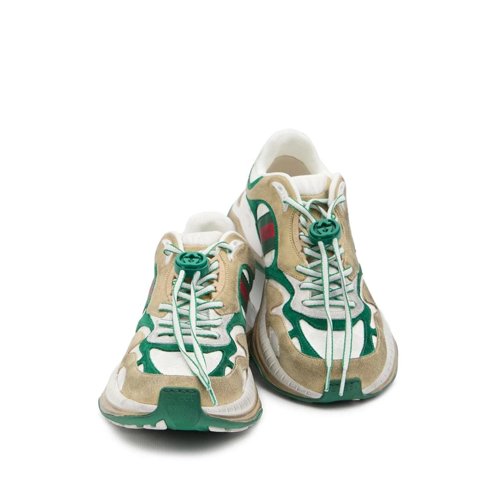 Gucci Men Suede Sneakers With Side Web Detail GUCCI