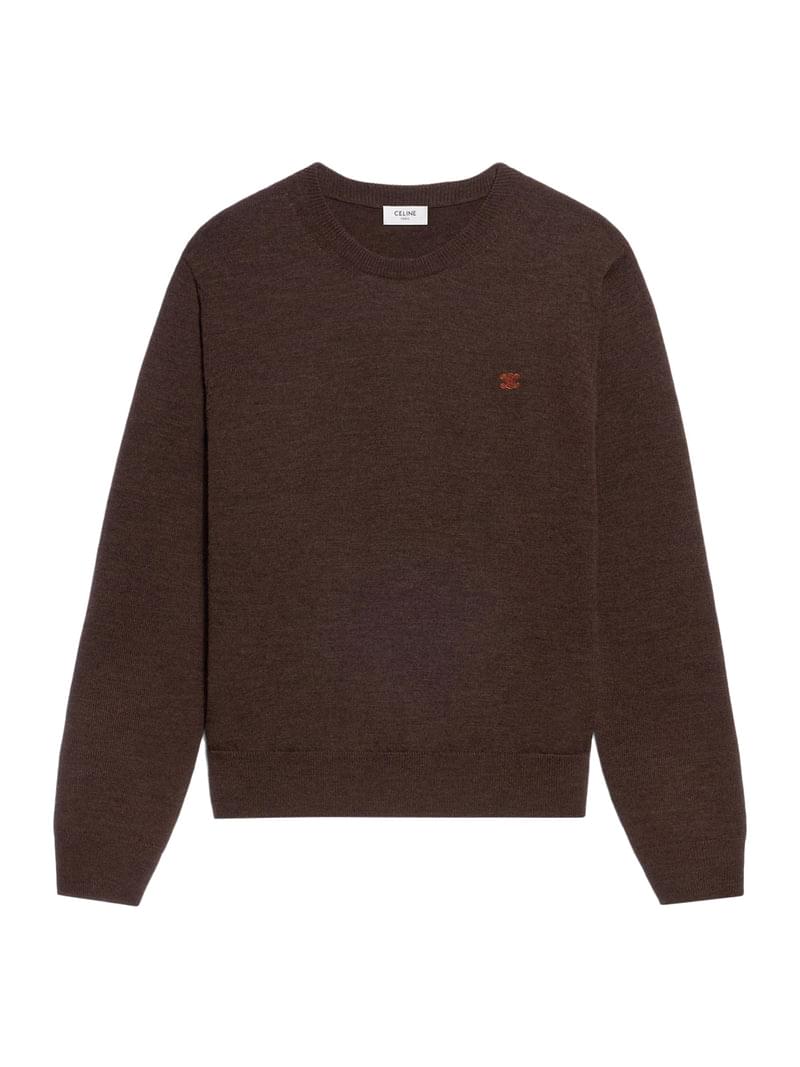Celine Men Fine Wool Sweater With Triomphe Embroidery CELINE