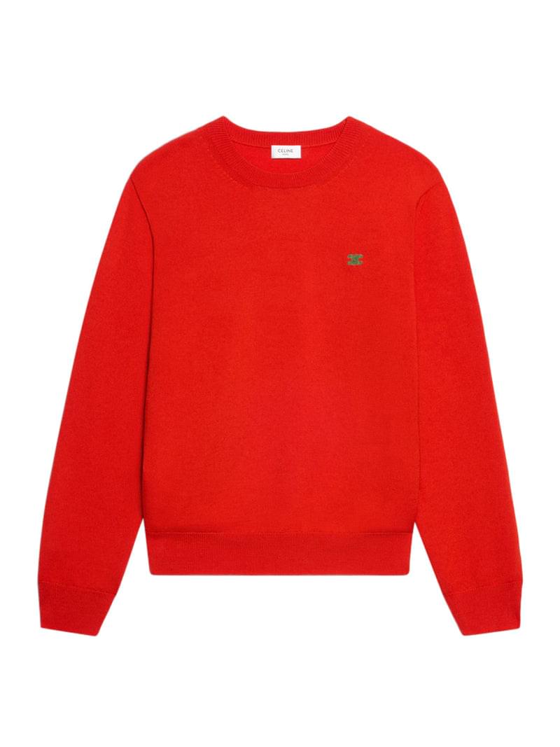 Celine Men Fine Wool Sweater With Triomphe Embroidery CELINE
