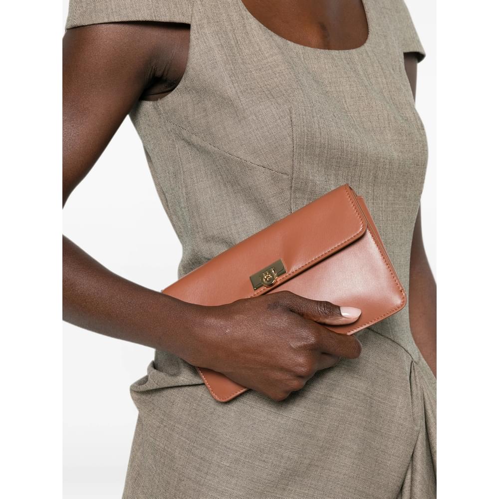 Ferragamo Brown Clutch Bags Women FERRAGAMO