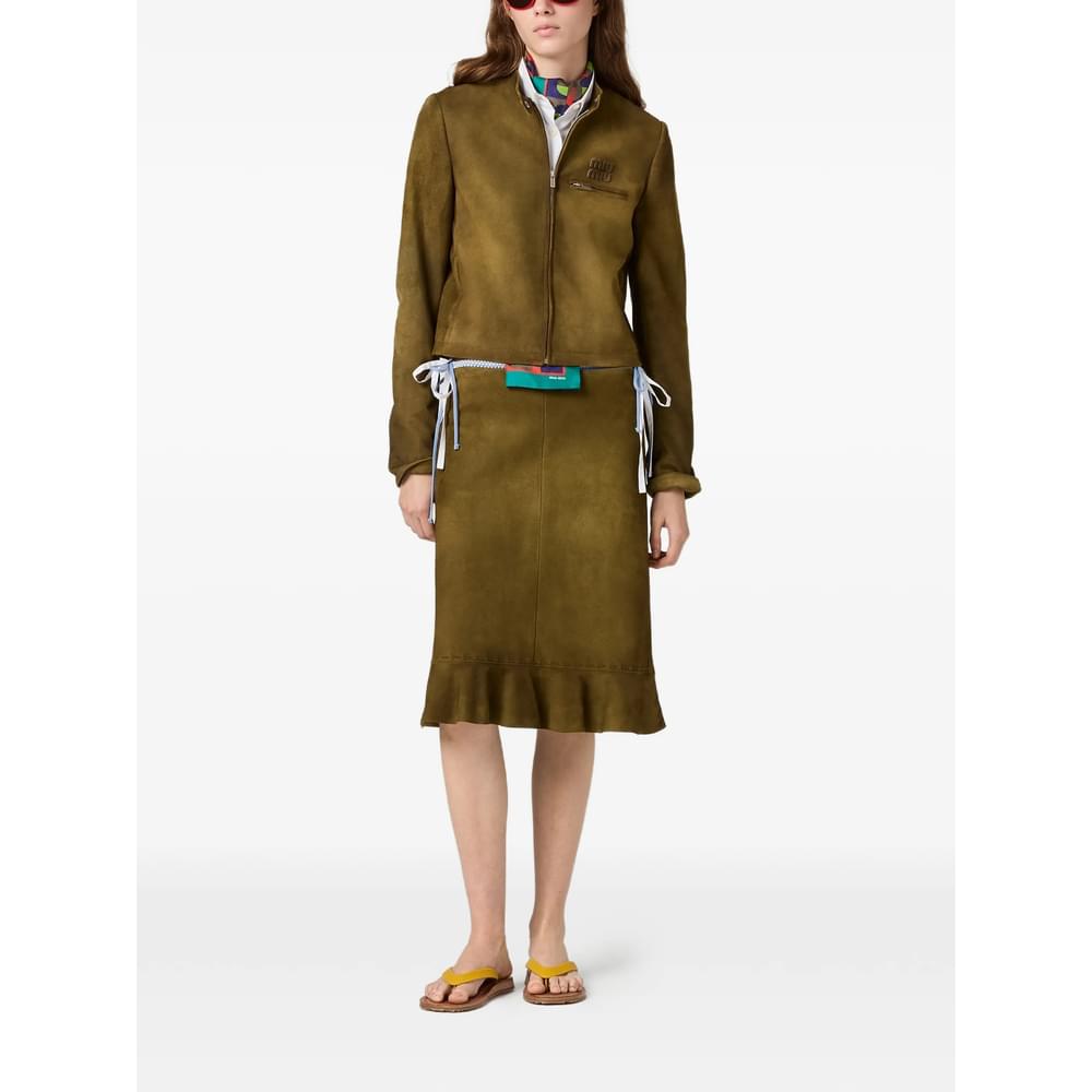 Miu Miu Green Jackets - Leather Jackets Women Women MIU MIU