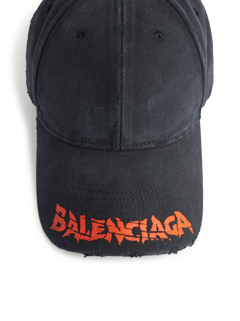 Balenciaga Men Black Cotton Drill Logo Hat BALENCIAGA