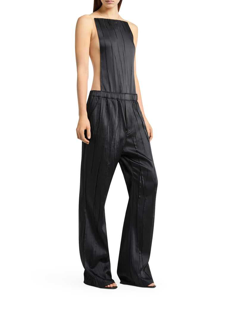 Courreges Women Wide-Leg Crushed Satin Trousers COURREGES