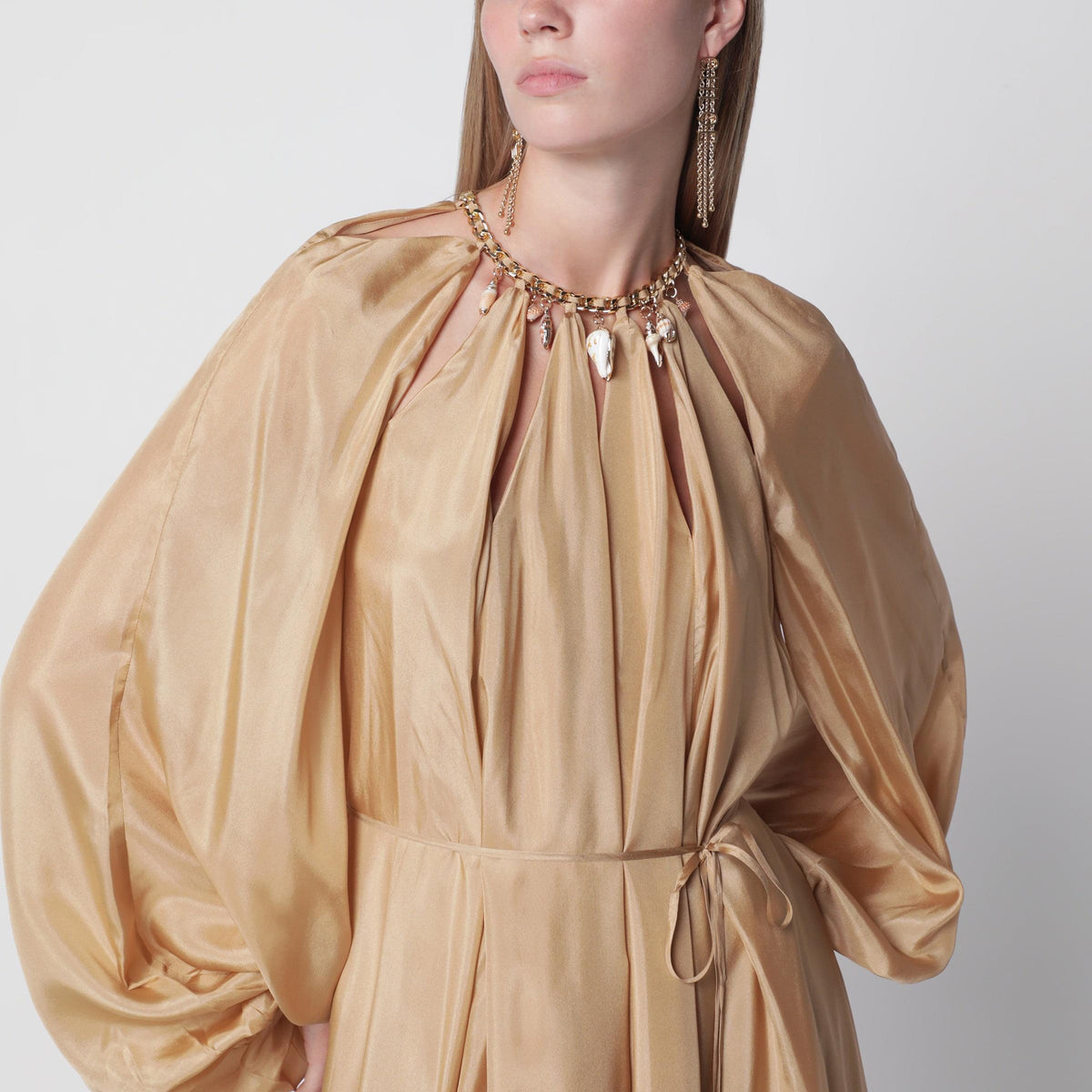 Zimmermann Mahon Maxi Dress In Silk Habotai Champagne Women ZIMMERMANN
