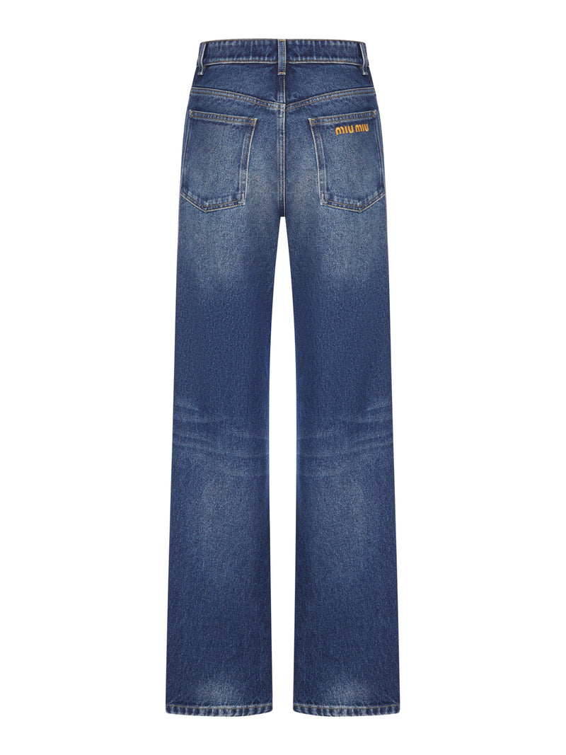Miu Miu Women Wide-Leg Jeans In Délavé-Effect Denim MIU MIU