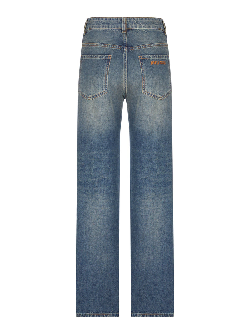 Miu Miu Women Five Pocket Straight Leg Jeans MIU MIU