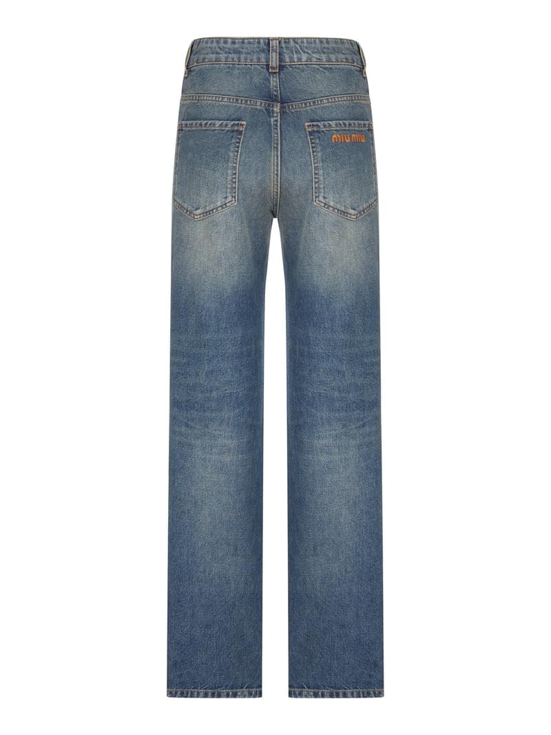 Miu Miu Women Five Pocket Straight Leg Jeans MIU MIU