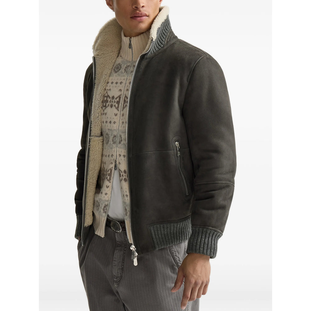Brunello Cucinelli Grey Jackets - Bomber Jackets Men BRUNELLO CUCINELLI