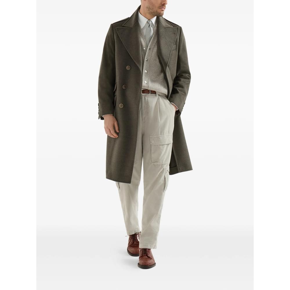 Brunello Cucinelli Green Coats - Double Breasted Coats Men BRUNELLO CUCINELLI