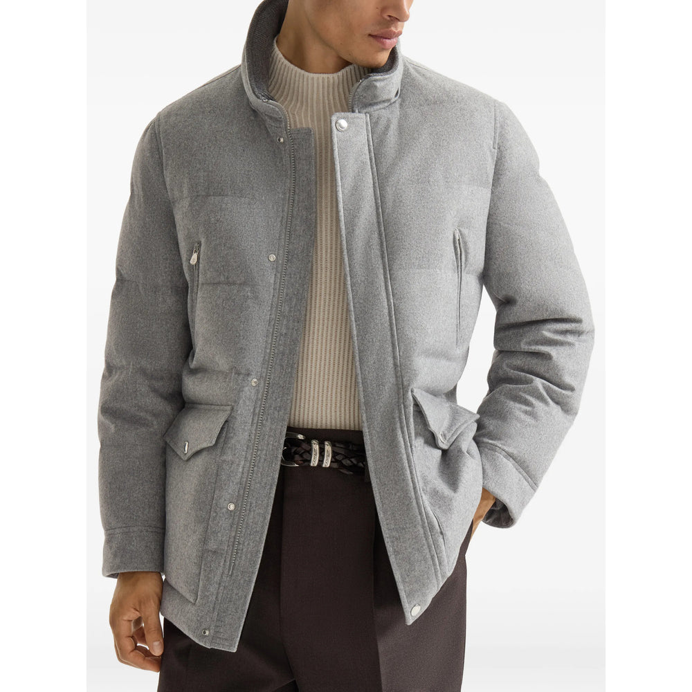 Brunello Cucinelli Grey Jackets - Padded & Down Jackets Men BRUNELLO CUCINELLI