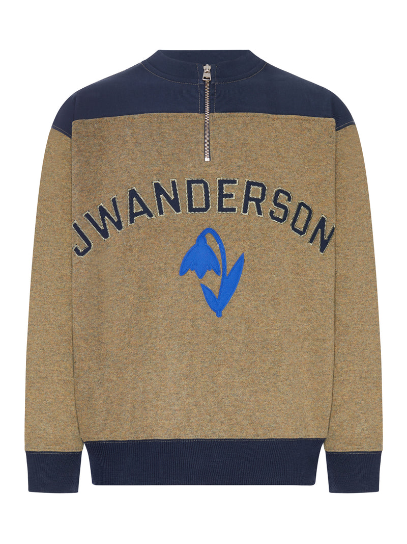 J.W.Anderson Men Color-Block Zip-Detail Crew-Neck Sweatshirt J.W. ANDERSON