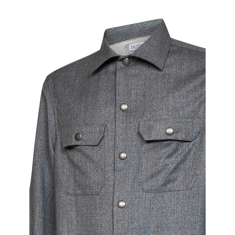 Brunello Cucinelli Grey Jackets - Shirt Jackets Men BRUNELLO CUCINELLI