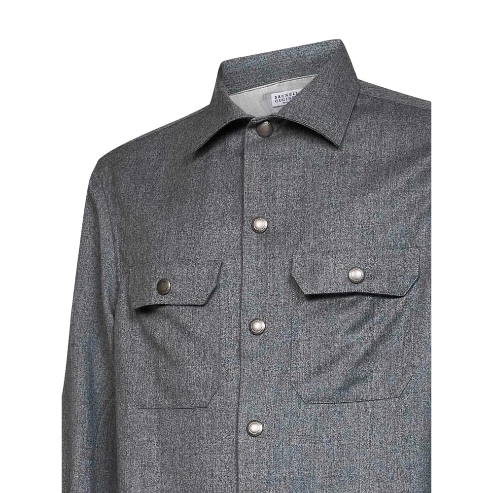Brunello Cucinelli Grey Jackets - Shirt Jackets Men BRUNELLO CUCINELLI