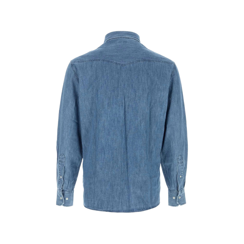 Brunello Cucinelli Blue Shirts Men BRUNELLO CUCINELLI