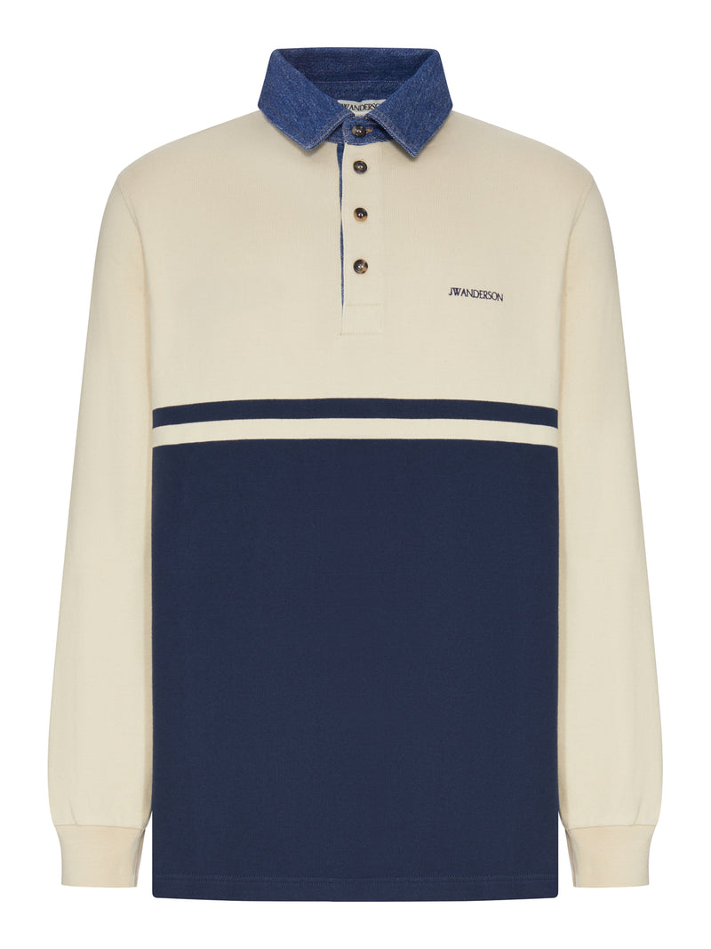J.W.Anderson Men Two-Tone Cotton Polo Shirt J.W. ANDERSON