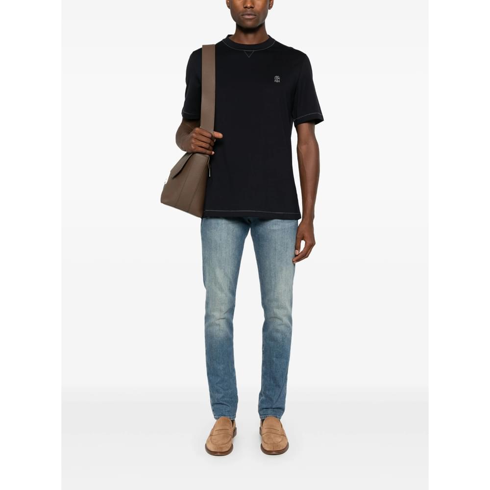 Brunello Cucinelli Blue T-Shirts & Vests - T-Shirts Men BRUNELLO CUCINELLI
