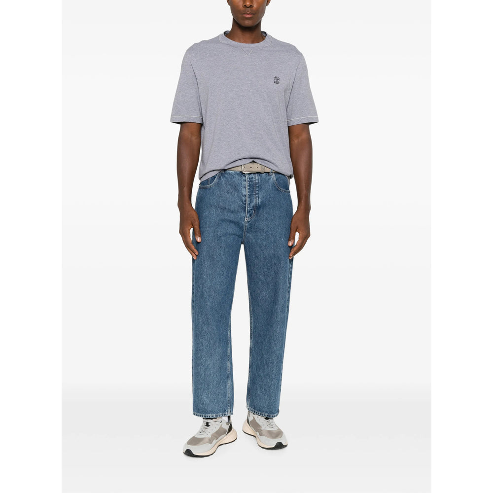 Brunello Cucinelli Grey T-Shirts & Vests - T-Shirts Men BRUNELLO CUCINELLI