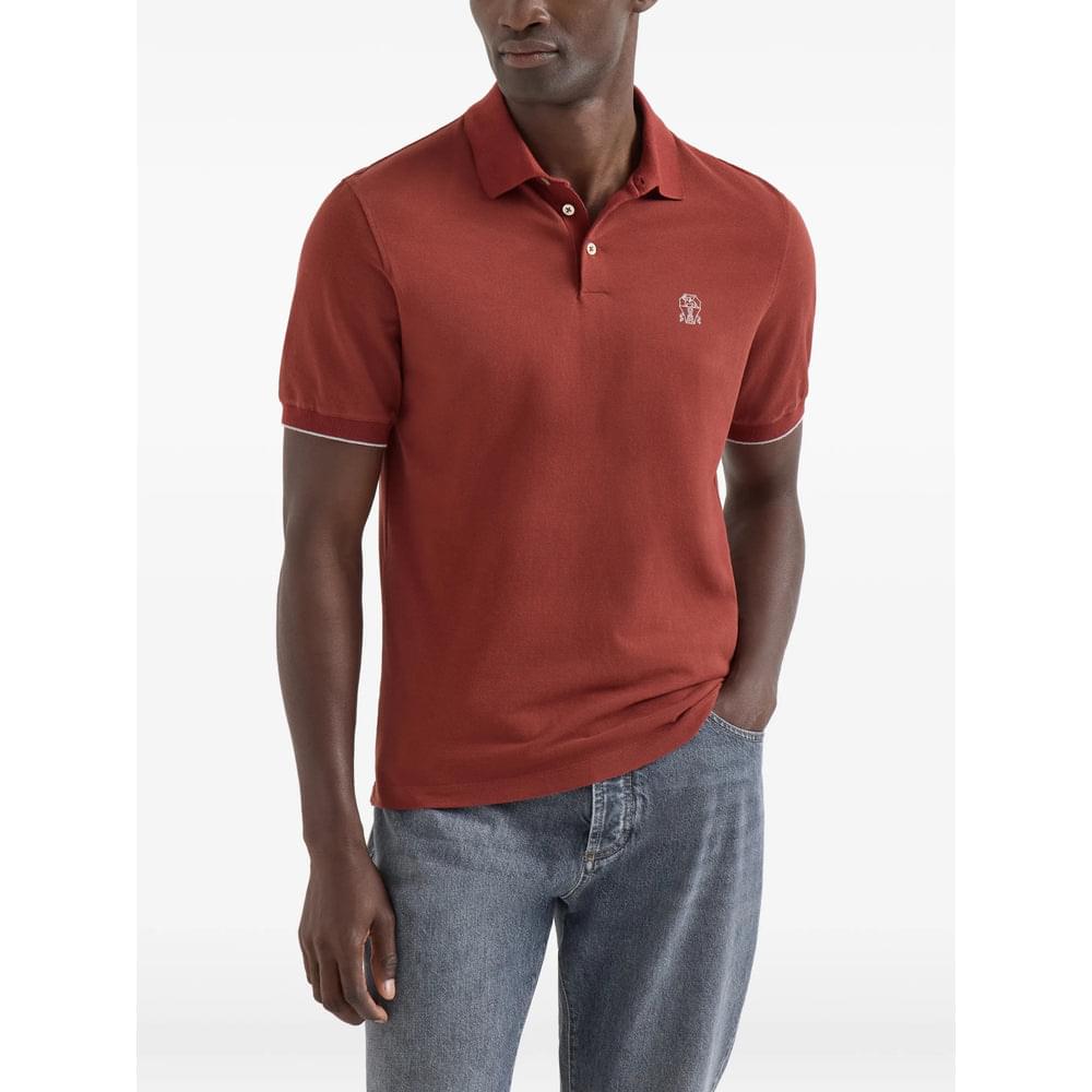 Brunello Cucinelli Orange Polo Shirts Men BRUNELLO CUCINELLI