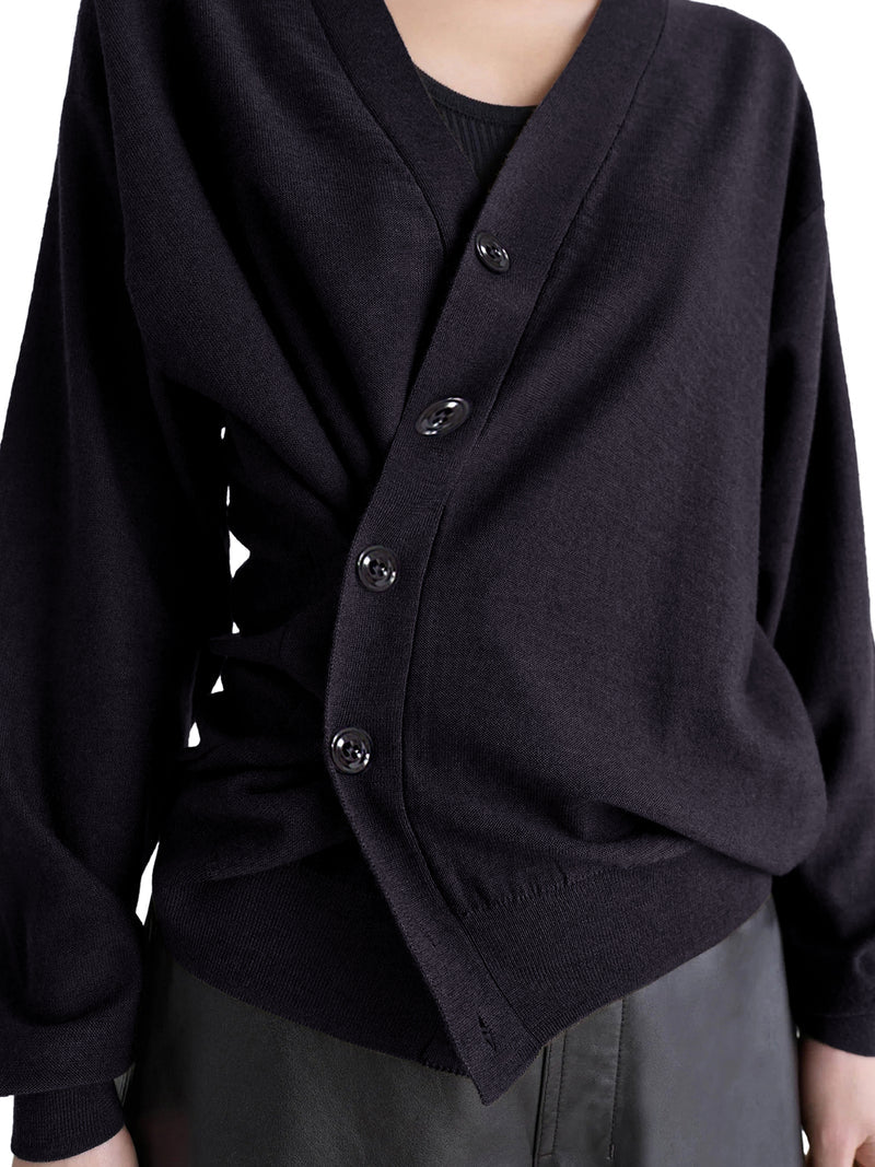 Lemaire Women Relaxed Twisted Cardigan In Merino Blend LEMAIRE
