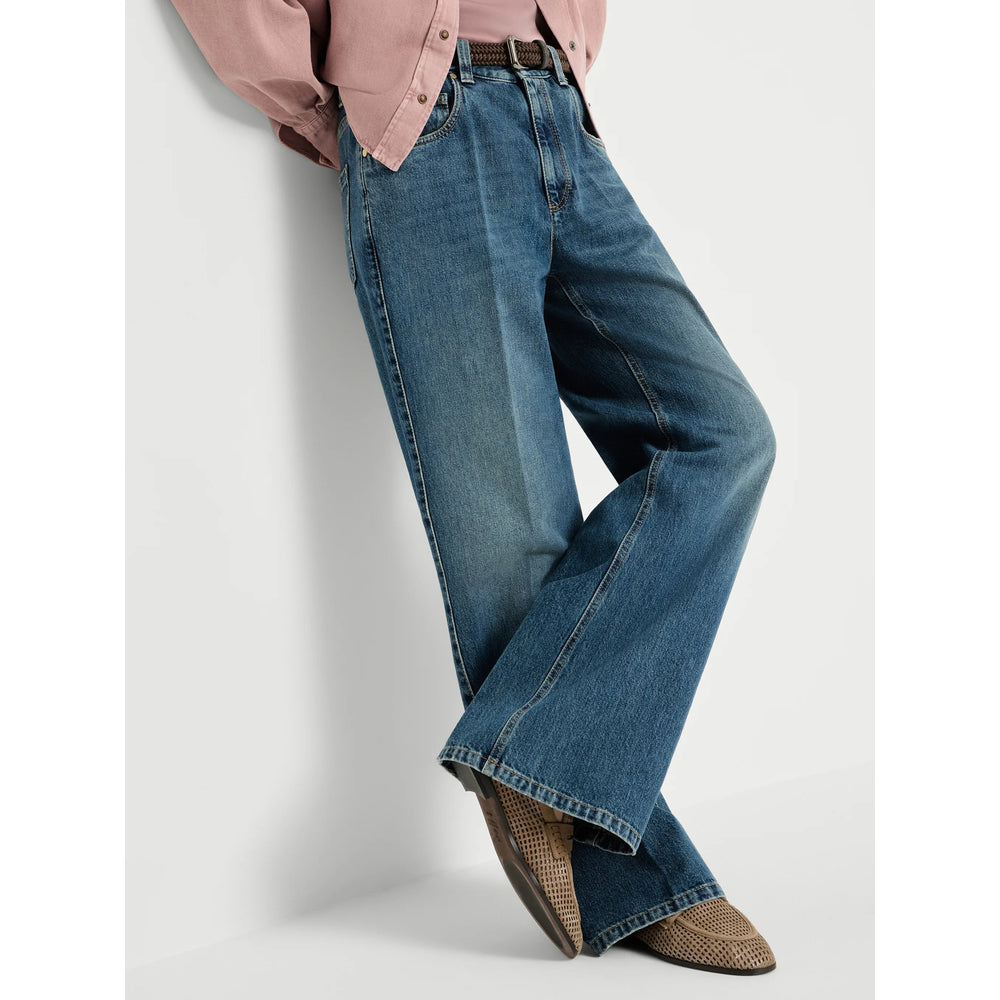 Brunello Cucinelli Blue Denim - Wide-Leg Jeans Women BRUNELLO CUCINELLI
