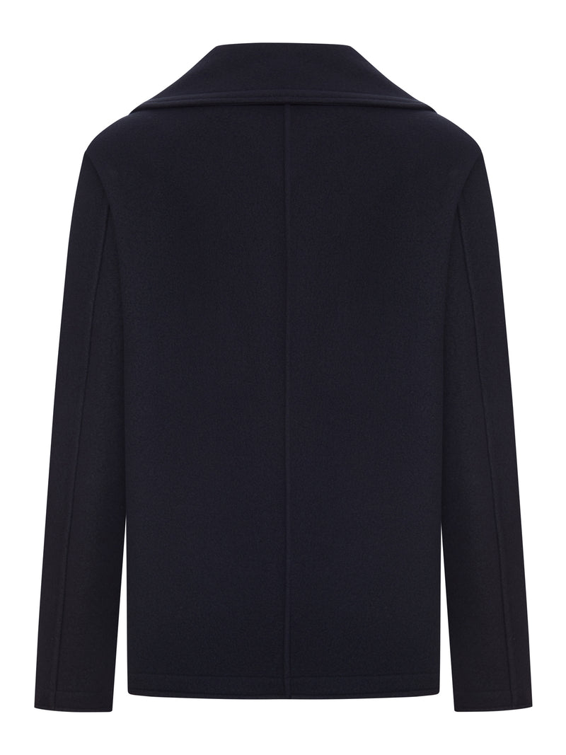 Stone Island Men Navy Blue Double-Breasted Wool And Cashmere Blend Jacket STONE ISLAND