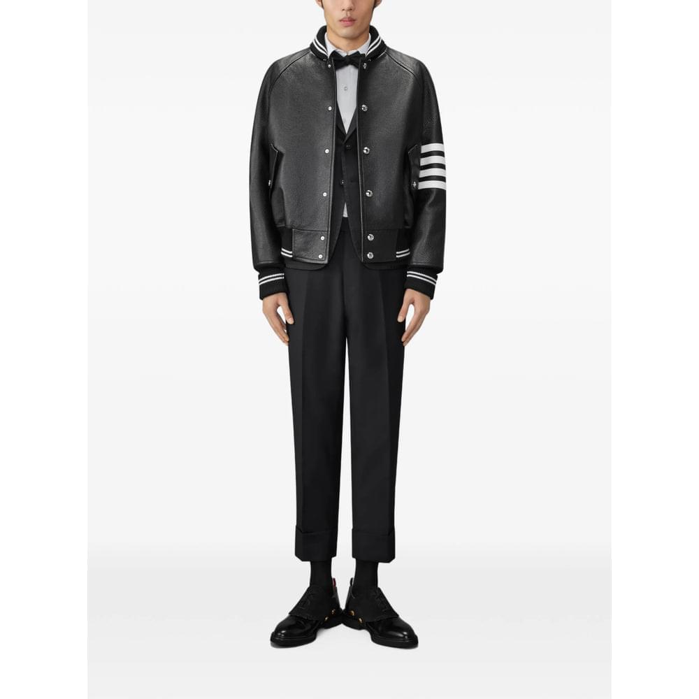 Thom Browne Black Jackets - Leather Jackets Men THOM BROWNE