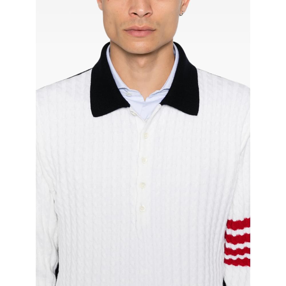 Thom Browne White Polo Shirts Men THOM BROWNE