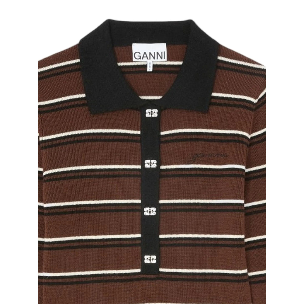 Ganni Brown Tops - Polo Tops Women GANNI