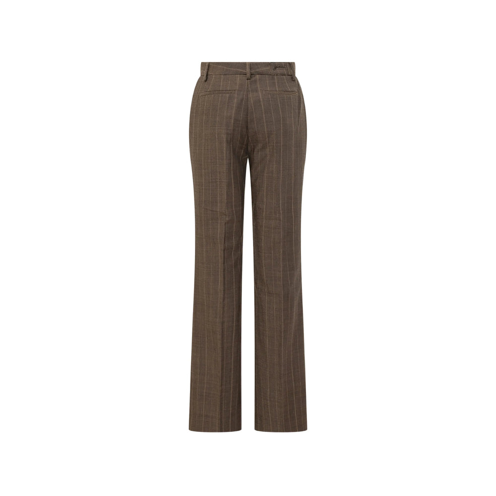 Ganni Brown Trousers - Straight Trousers Women GANNI