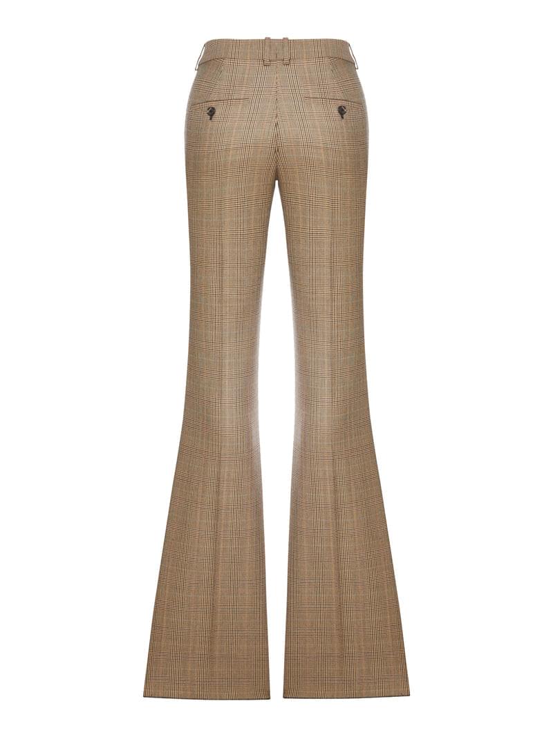 Saint Laurent Women Prince Of Wales Flared Trousers In Prince Of Wales Houndstoned Wool SAINT LAURENT