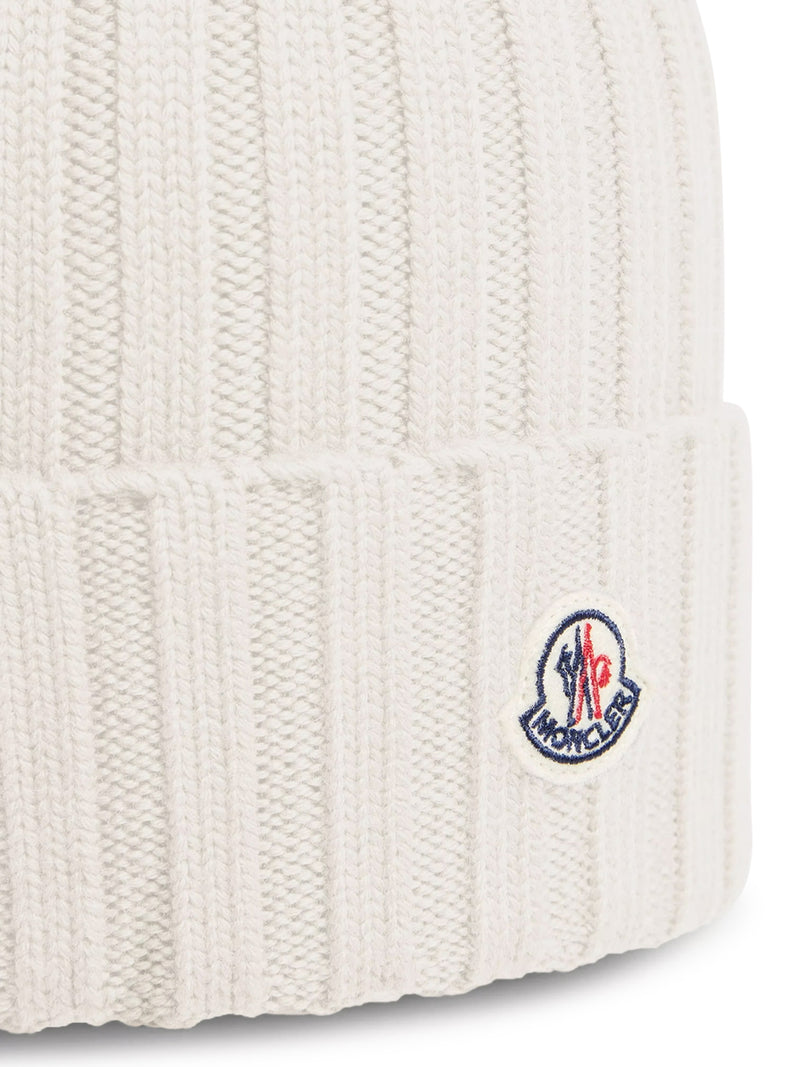 Moncler Women Logo-Embroidered Wool Beanie MONCLER