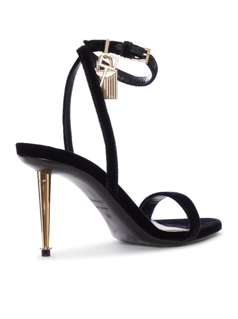 Tom Ford Women Velvet Sandal With Strap And Metallic Heel TOM FORD