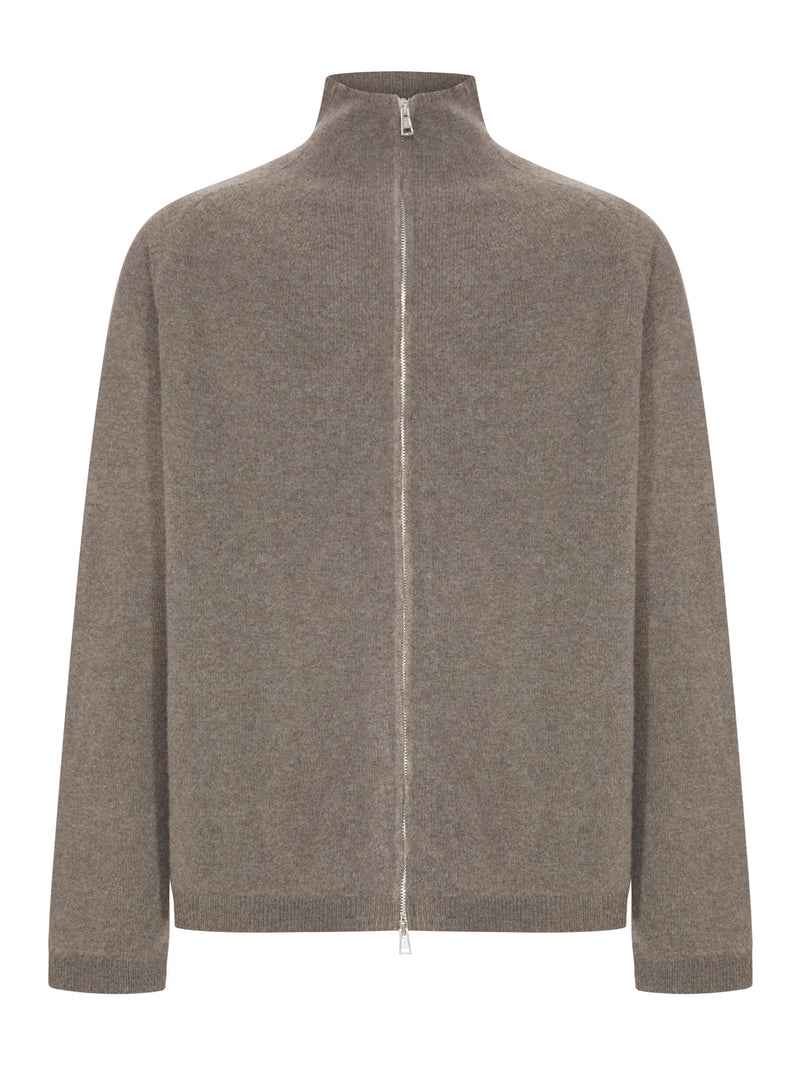 Our Legacy Men Zip Cardigan In "Cherub" Wool And Mud-Colored Spray Dye OUR LEGACY