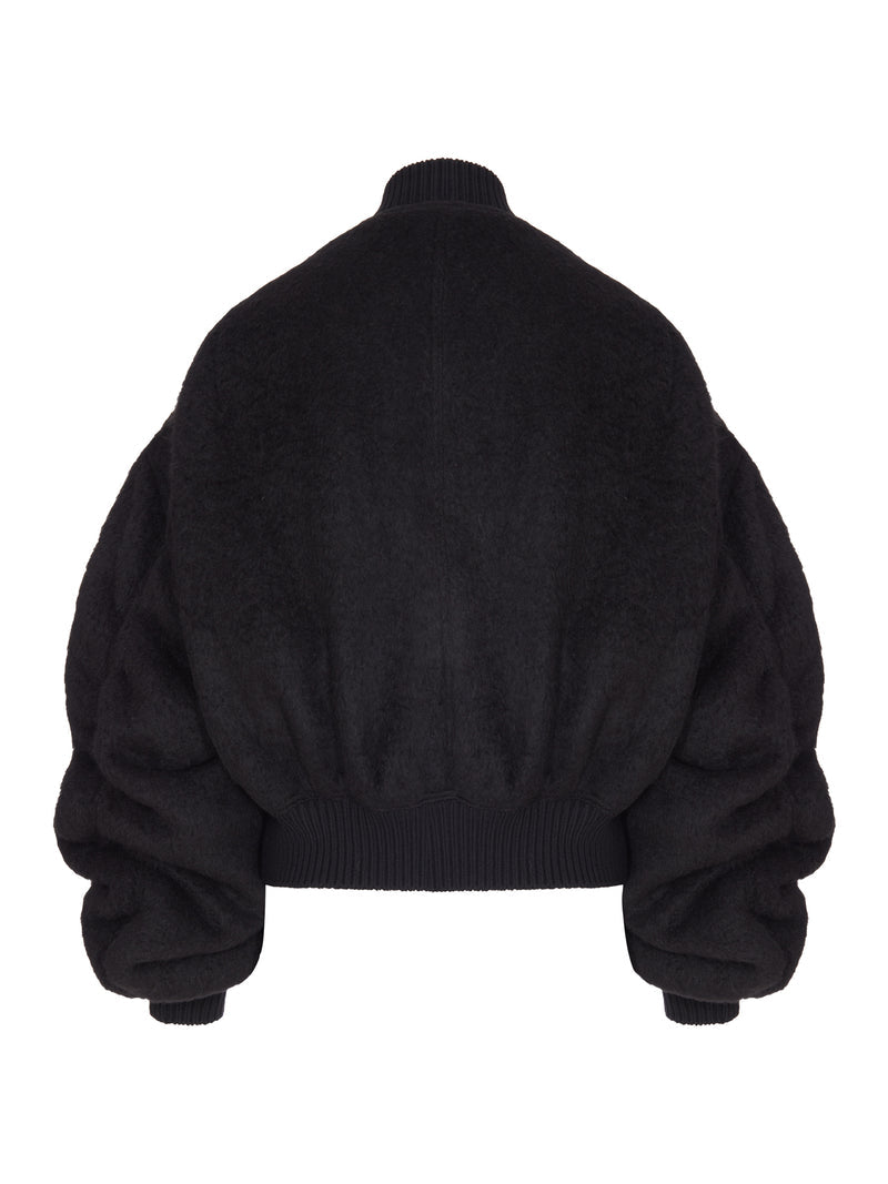 Rick Owens Women Cropped Alpaca Wool Bomber Jacket With Zip RICK OWENS