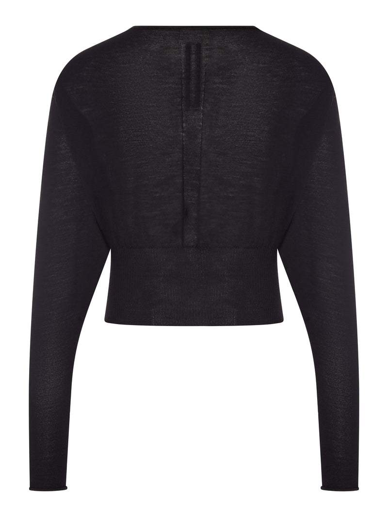 Rick Owens Women Cropped V-Neck Sweater In Fine Wool RICK OWENS