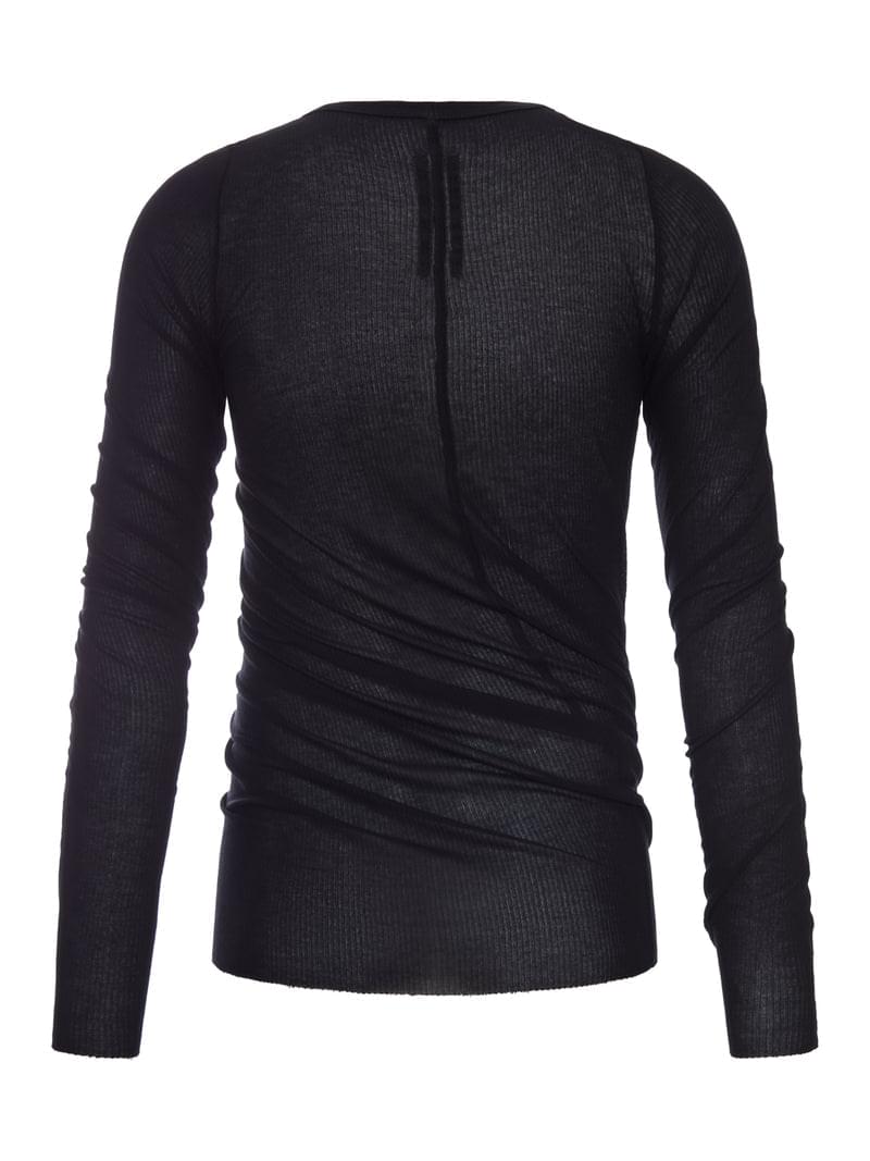 Rick Owens Men Semi-Transparent Ribbed T-Shirt With Draping RICK OWENS