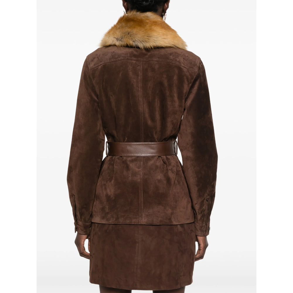Saint Laurent Brown Jackets - Leather Jackets Women SAINT LAURENT