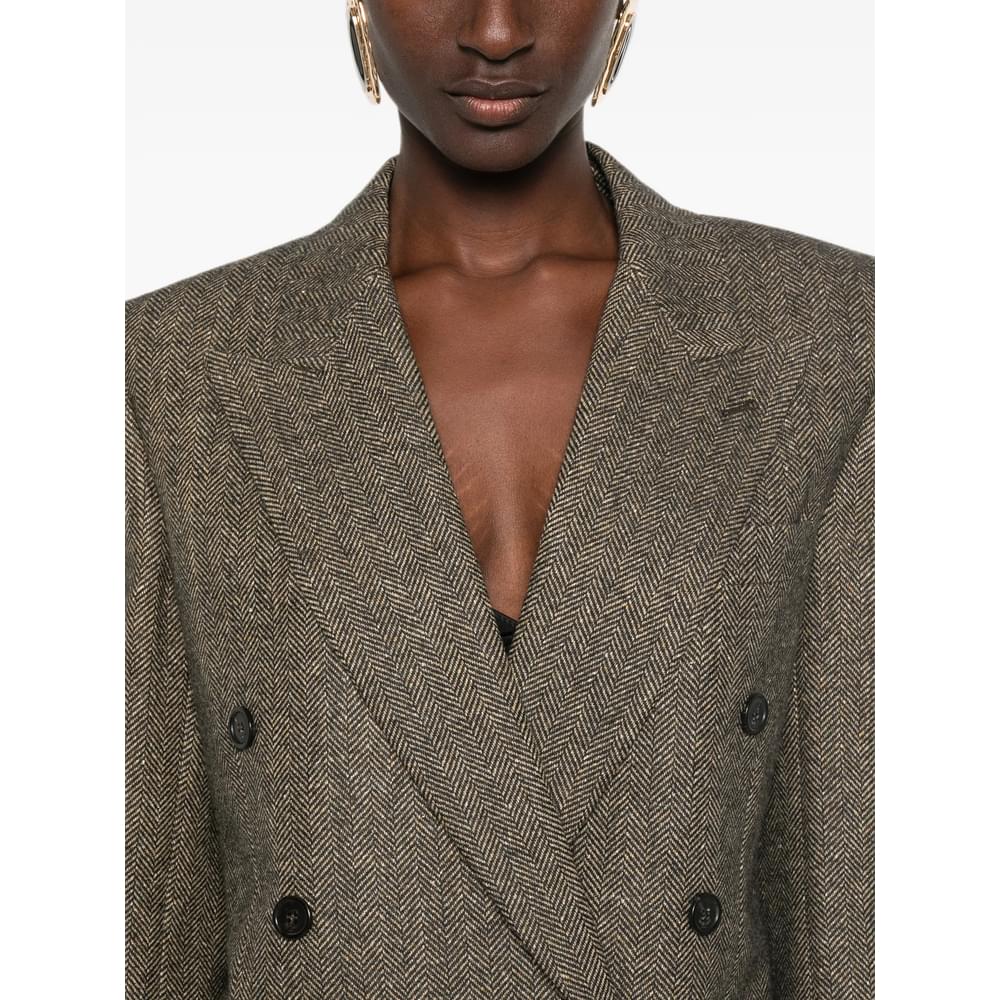Saint Laurent Brown Jackets - Blazers Women SAINT LAURENT