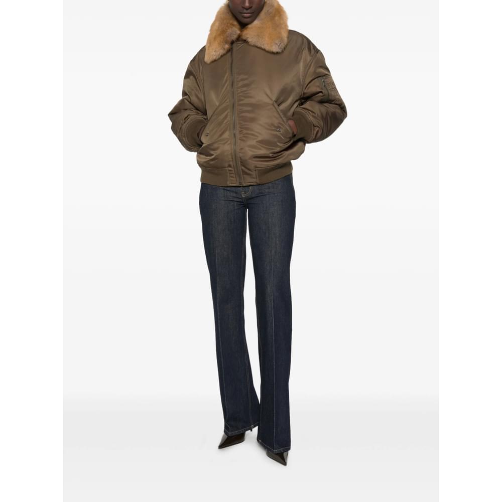 Saint Laurent Green Jackets - Puffer Jackets Women SAINT LAURENT