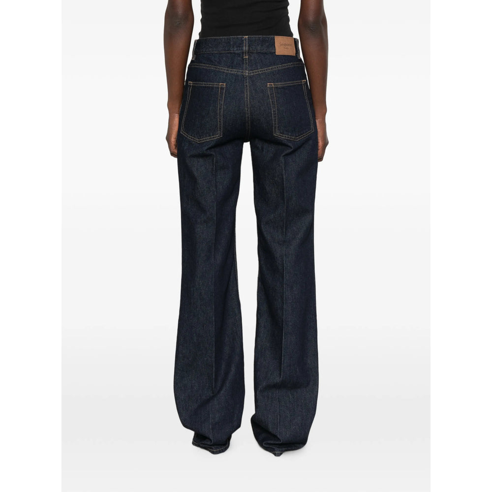 Saint Laurent Blue Denim - Wide-Leg Jeans Women SAINT LAURENT