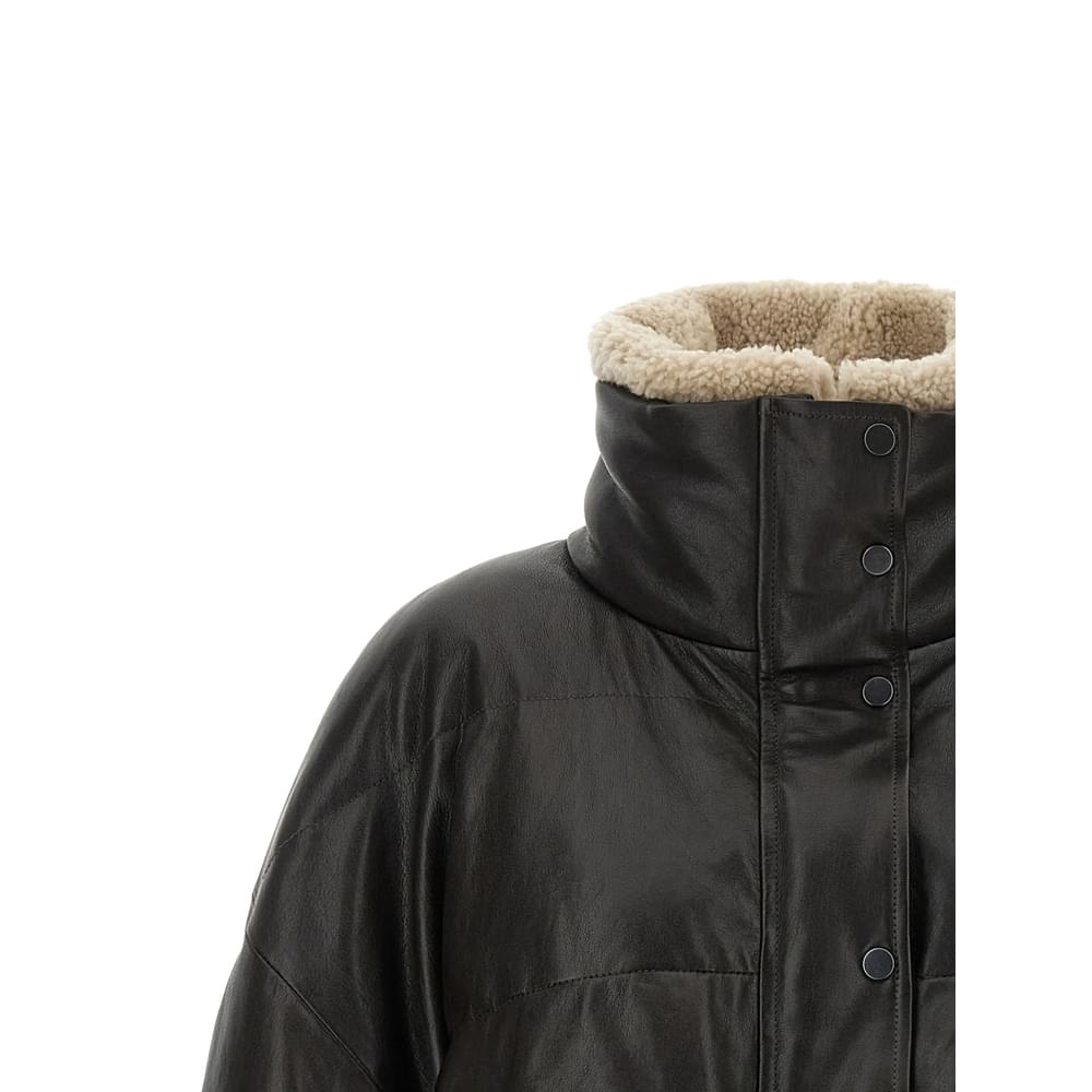 Brunello Cucinelli Brown Jackets - Leather Jackets Women BRUNELLO CUCINELLI
