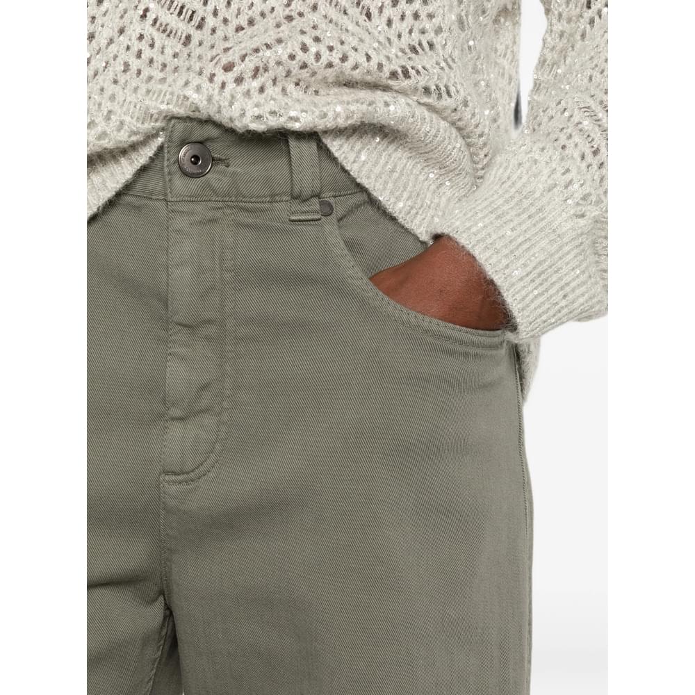 Brunello Cucinelli Green Denim - Wide-Leg Jeans Women BRUNELLO CUCINELLI