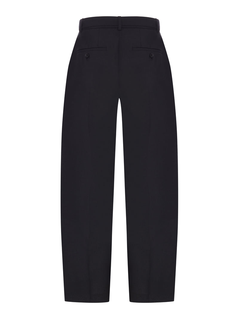 Sacai Women Wide-Leg Wool-Blend Trousers With A Belt SACAI