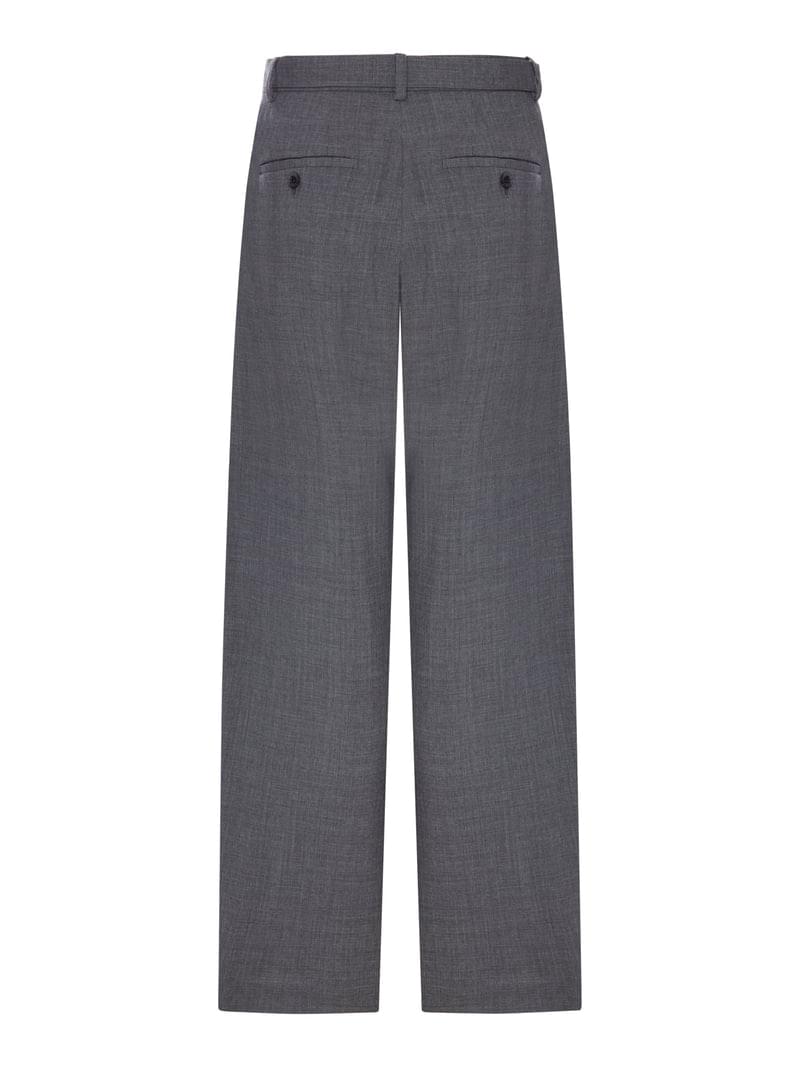 Sacai Women Wide-Leg Wool-Blend Trousers With A Belt SACAI