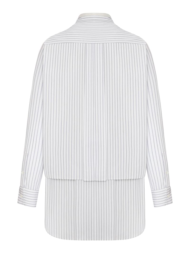 Sacai Women Striped Shirt Dress With Integrated Scarf SACAI